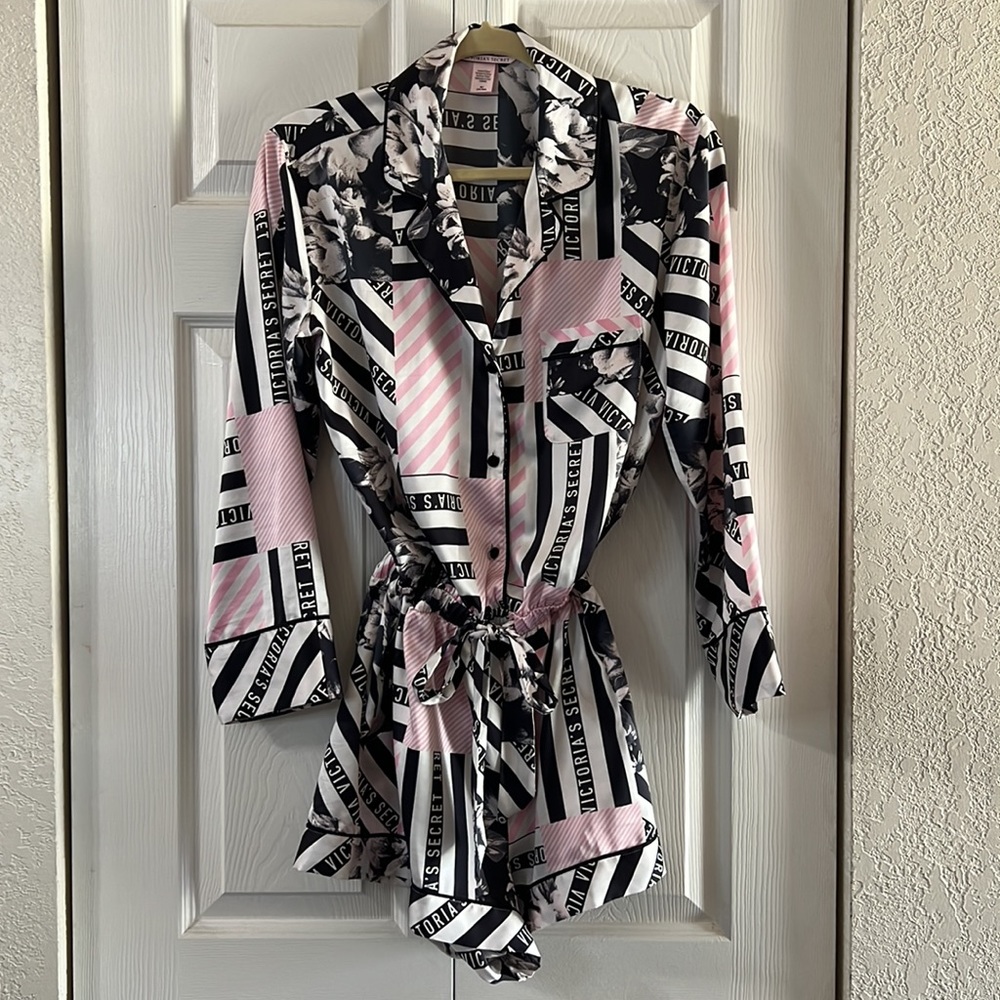 Victoria secret satin cozy romper!